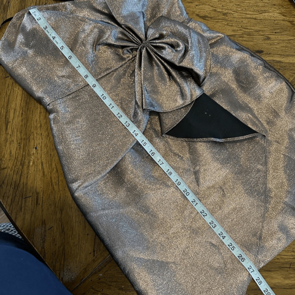 Aidan Mattox Women's Pink Strapless Bow Jacquard‎ Metallic Mini Dress Size 6 NWT - Picture 7 of 16